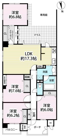 ◆リフォーム済み４LDK◆三方角住戸◆スーパー徒歩１分◆ペット飼育可◆ネバーランド伏見丹波橋の間取り