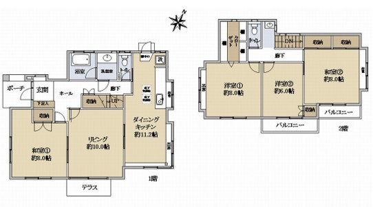泉区弥生台 中古戸建 5480万円の間取り