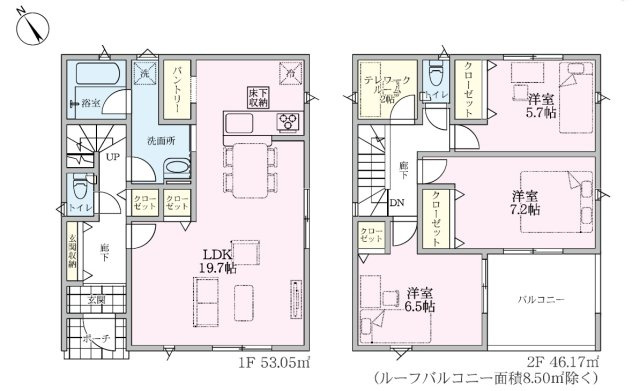 新築戸建　上田市小泉第３　全２棟の間取り