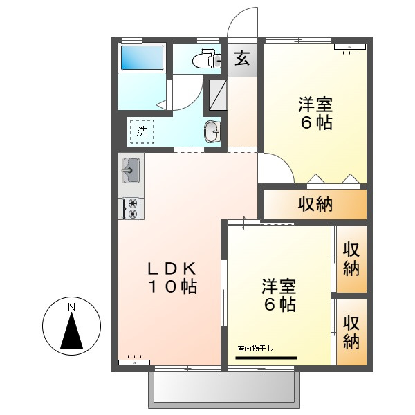 総社市中央３丁目のアパートの間取り