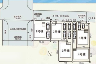 【区画図】 | 中央区星が丘4丁目  1号棟 第17 | 1号棟　角地　北東側約6.0ｍ・北西側約18.0ｍ公道　駐車2台（車種によります）　敷地面積36.4坪