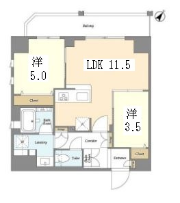 RETERRACE三ノ輪ウエストの間取り|インターネット無料
エアコン3台付