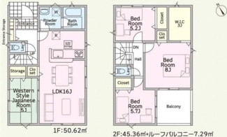 【間取り】 | 中央区星が丘4丁目  2号棟 第17 | 4LDK　都市ガス　防犯カメラ（利用時Wifi接続必要）　引き違い窓シャッター付　人感センサー付玄関灯　インナーバルコニー　浴室乾燥機+窓　全居室収納　LDK16帖+和室5帖　メイン洋室8帖+WIC