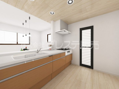 【キッチン】 | 奈良市法蓮町の新築一戸建 全２区画 ２ | ２号地キッチン完成イメージ／人気の対面キッチン♪