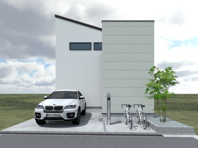前池町6丁目 売土地の外観パース|陽だまりの庭でくつろぐ時間も、愛車をゆったり停められる安心も、この広さなら実現可能