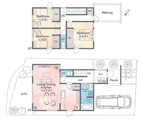 前池町6丁目 売土地の区画図|参考プラン（3LDK・95.22 m2・駐車1台可）参考価格：2898万円（税込）※諸経費等除く