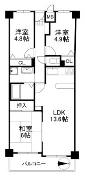 クローバーハイツ南花台の間取り