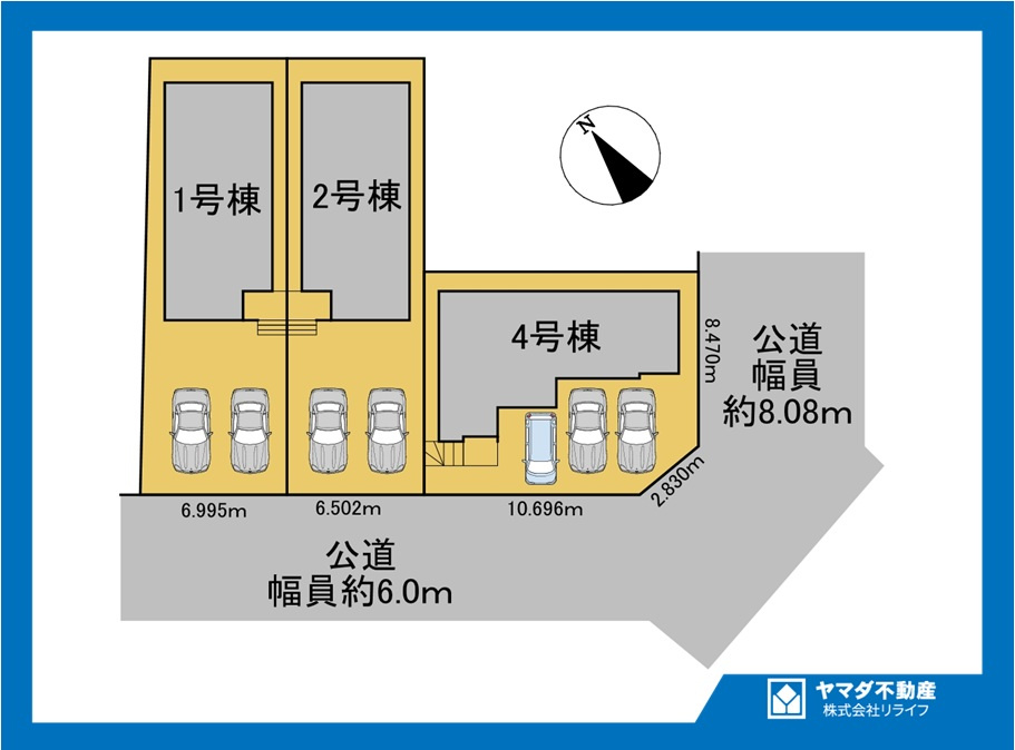 新築戸建　江南市今市場町２期　全４区画分譲の区画図|■区画図
■YAMADA電機の　ヤマダ不動産　株式会社リライフ　
いつでもお問合わせ下さい。