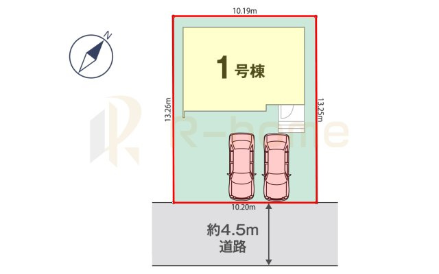 牛久市神谷1丁目第1期　新築戸建て　1号棟の区画図|大きなお買い物だからこそ、メリット・デメリットを伝えさせて頂きます。
R-homeにお任せください♪