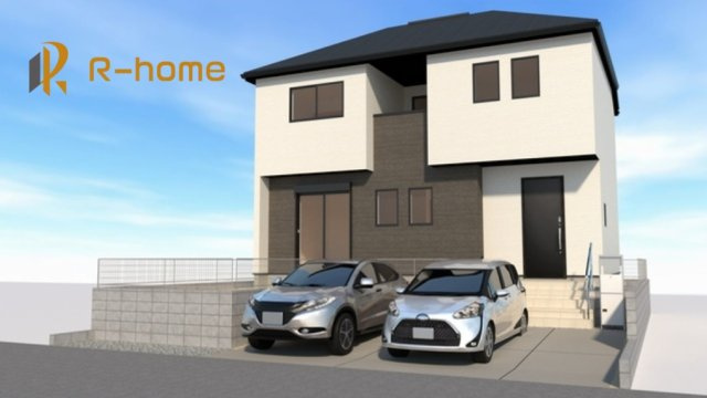 牛久市神谷1丁目第1期　新築戸建て　1号棟の外観パース|2026年4月完成予定！近隣の同仕様完成物件をご見学いただけます♪