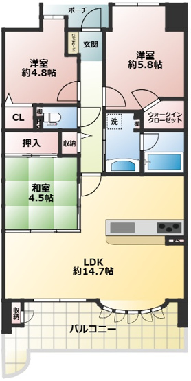 【間取り】 | アルファステイツ西明石Ⅱガーデンコート