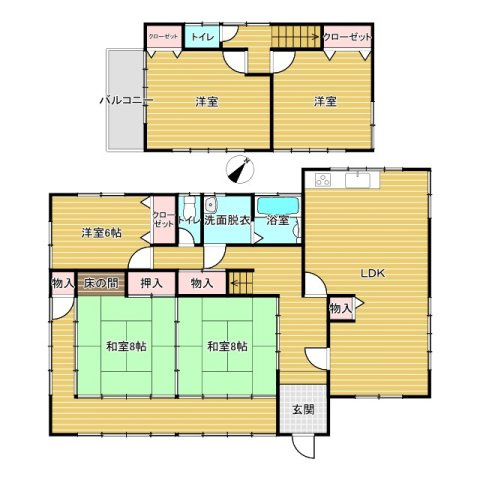 【日本家屋】二階建て倉庫付き土浦市高岡中古物件の間取り