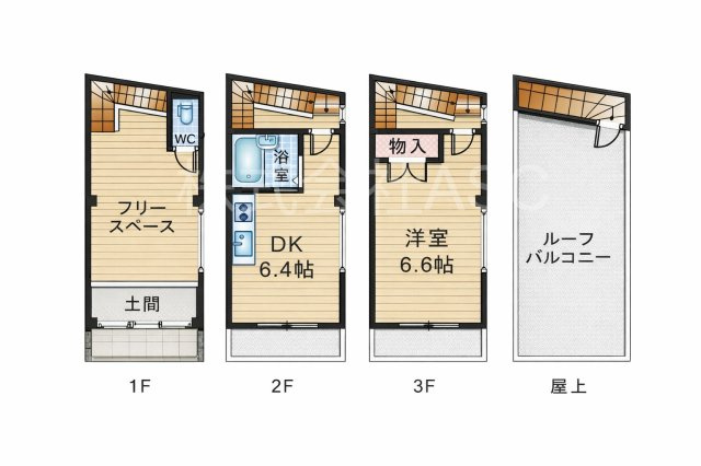 池田市栄本町戸建 事務所の間取り