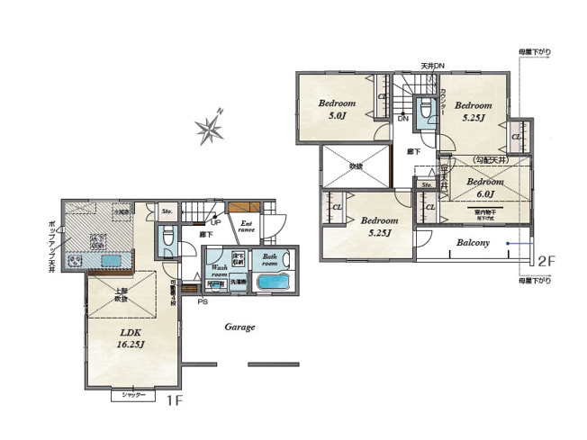 【間取り】 | 入間郡三芳町藤久保　新築一戸建住宅　全1棟　(ふじみ野店) | ポップアップ天井＆リビング吹抜け採用でデザイン性が高く開放的な居住空間の住まい。※図面を基に作成しています。現況と異なる場合は現況を優先いたします。