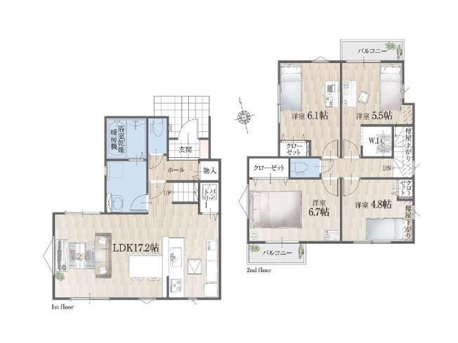【間取り】 | 川越市砂　新築一戸建住宅　全1棟　(ふじみ野店) | リビングイン階段家族の仲が自然と深まる4LDK。パントリーやWICなど収納も豊富です！※図面を基に作成しています。現況と異なる場合は現況を優先いたします。