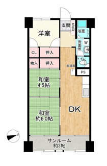 【間取り】 | 小金井スカイコーポラス | 専有面積59.36平米(壁芯)・3DKのファミリータイプのお部屋です♪