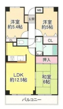 グランパス富田林の間取り