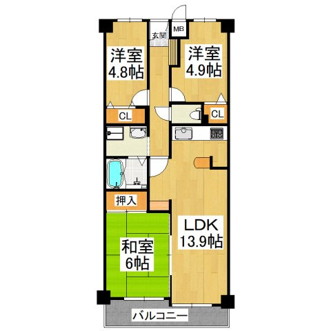 【間取り】 | クローバーハイツ南花台
