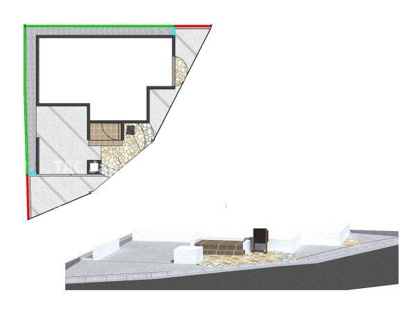 北区神谷の邸宅のその他|「外構完成予想図」
外回りの工事は、あとからやろうと思うと結構お金と手間がかかります。
隅々まで砂利敷や土間コンで覆ってしまいますので手を加えるところは残っていません。