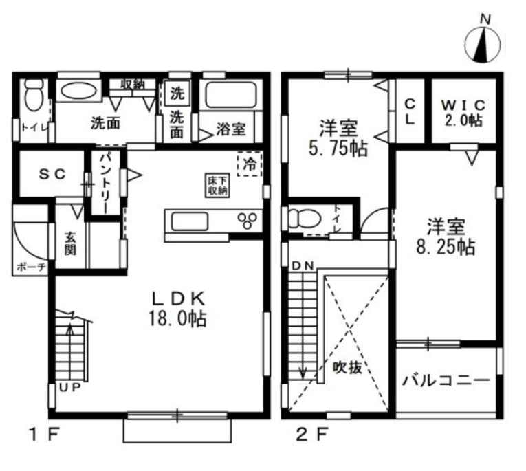 あきる野市野辺全1棟　新築戸建の間取り