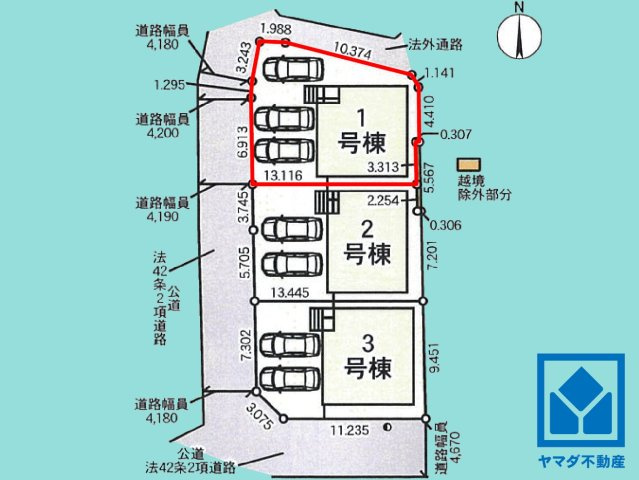 京田辺市草内穴口　第6　1号棟の区画図