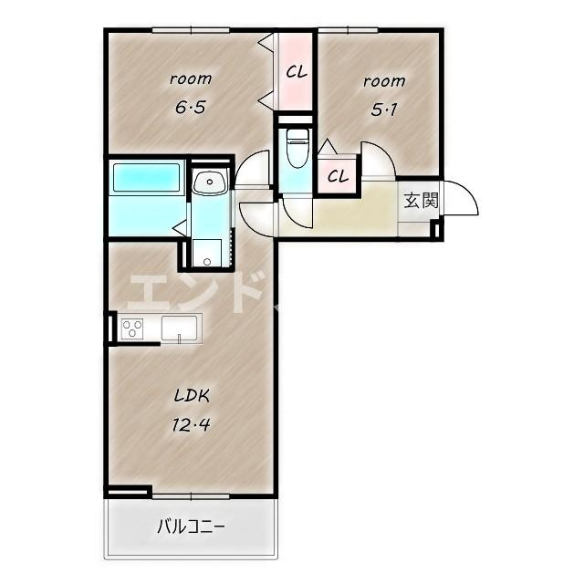 La Maison天川原町一丁目　B棟の間取り|高崎、前橋のお部屋探しはエンドスケープまで！お客様の理想お聞かせ下さい♪