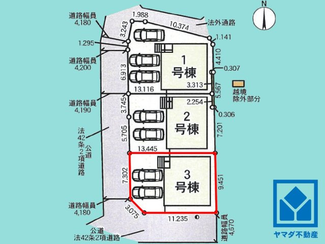 京田辺市草内穴口　第6　3号棟の区画図