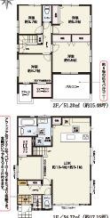 平塚市御殿４丁目　新築戸建　全５棟の間取り|南向き　４LDK