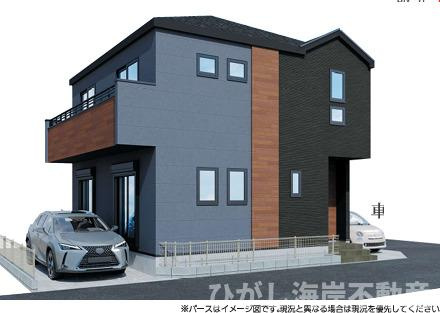 平塚市桃浜町　新築戸建の外観パース|イメージパスですので実際のものと多少異なります