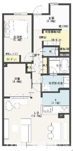 パークホームズ湘南茅ヶ崎海岸の間取り|西向き　２SLDK