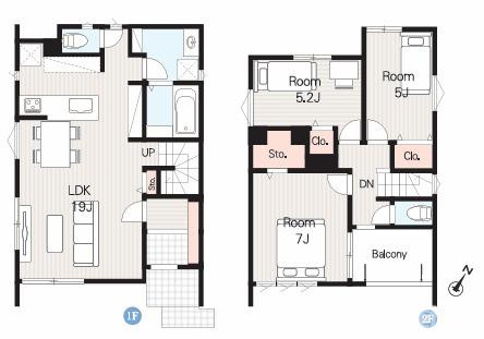 藤沢市辻堂東海岸3丁目　新築戸建　全２棟の区画図|対象地はNo1です