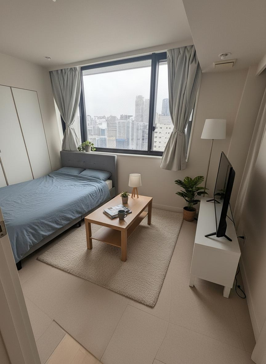 10階部分　東南・南西向き角部屋明るい洋室です。※画像は一部CG加工を施した家具配置例です。実際に家具・小物は設置されておりません。