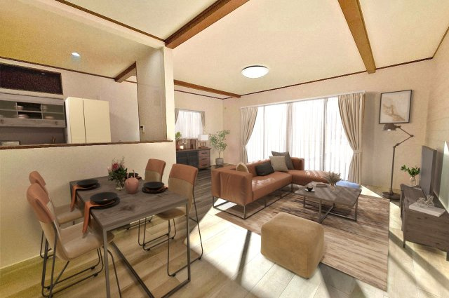 堺市中区福田の居間・リビング|LDK バーチャルステージング（実際には家具はついていません）