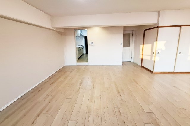 メゾンドール堺の内装|LDK：温かみのあるベージュのアクセントクロスも新調済み。