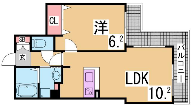 神戸市兵庫区新開地４丁目の賃貸マンションの間取り