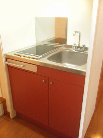 レオパレスグリーン青毛のキッチン