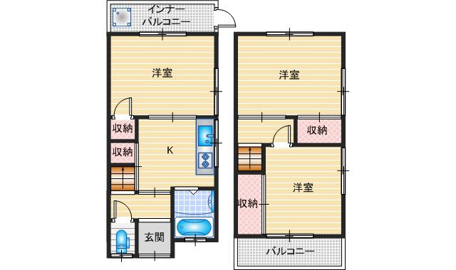西田中町貸家の間取り