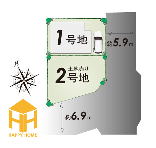 ファーストタウン伊丹市堀池2丁目新築一戸建て│2SLDK+駐車1台可の区画図
