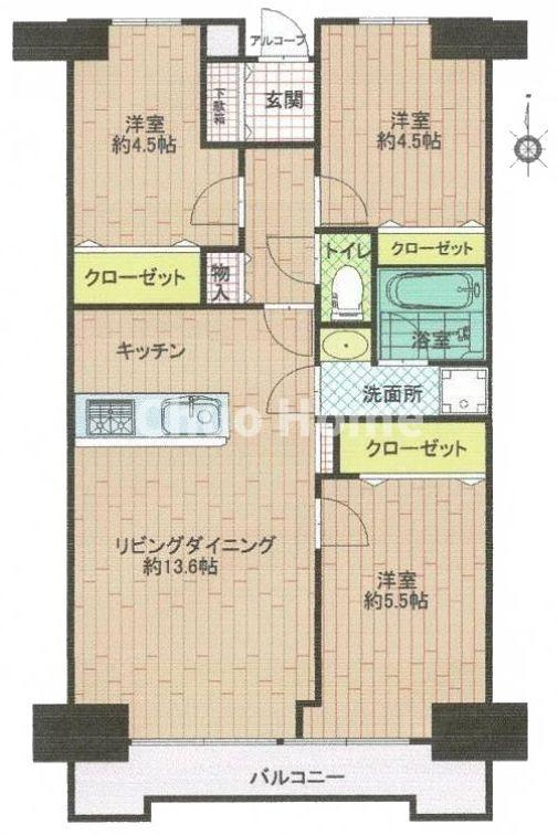 ライオンズプラザ北綾瀬の間取り|11階部分・南向きにつきまして日当り・通風・眺望良好。新規リノベーションマンション。