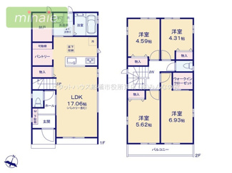 【間取り】 | パントリー　リビング階段　船橋市習志野台5　全3棟　A号棟
