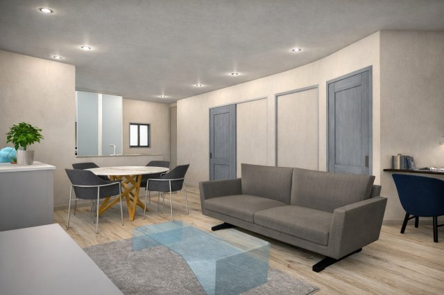 淀の原町ⅡAプラン　建築条件付土地の完成予想図|【LDK16帖/イメージパース】