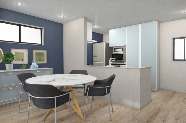 淀の原町ⅡAプラン　建築条件付土地の完成予想図|【LDK16帖/イメージパース】