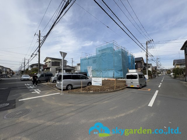 茅ヶ崎市高田３期　新築戸建　全４棟４号棟の前面道路含む現地写真|2025年2月27日撮影