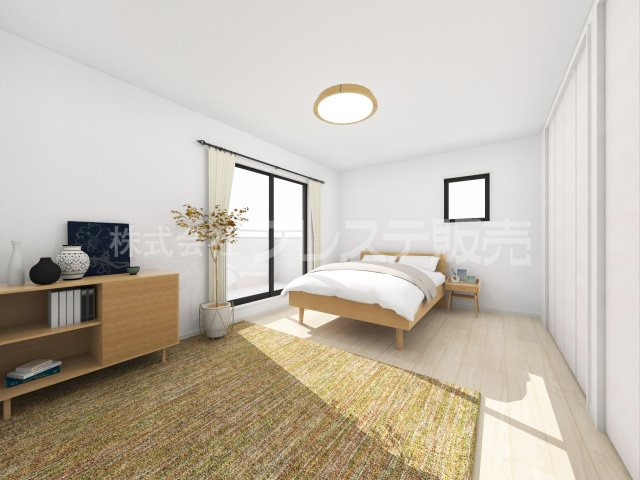 奈良市千代ヶ丘２丁目の新築一戸建 全２区画の洋室|１号地２階洋室（主寝室）完成イメージ／南向きですので、陽あたり良好です♪