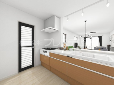 【キッチン】 | 奈良市千代ヶ丘２丁目の新築一戸建 全２区画 | １号地キッチン完成イメージ／人気の対面キッチン♪