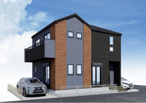 【外観】 | 【仲介手数料０円】平塚市幸町2期　新築一戸建て | 外観パース　平塚市幸町2期　新築一戸建て