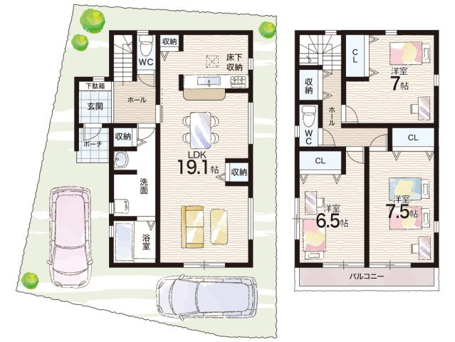 神戸市西区今寺　新築一戸建ての間取り