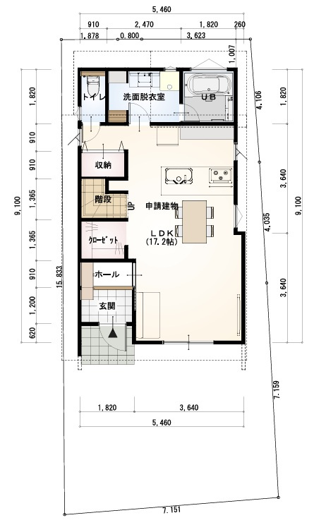 土佐市高岡町乙　建築条件付き　売土地　東棟（全2区画）の区画図
