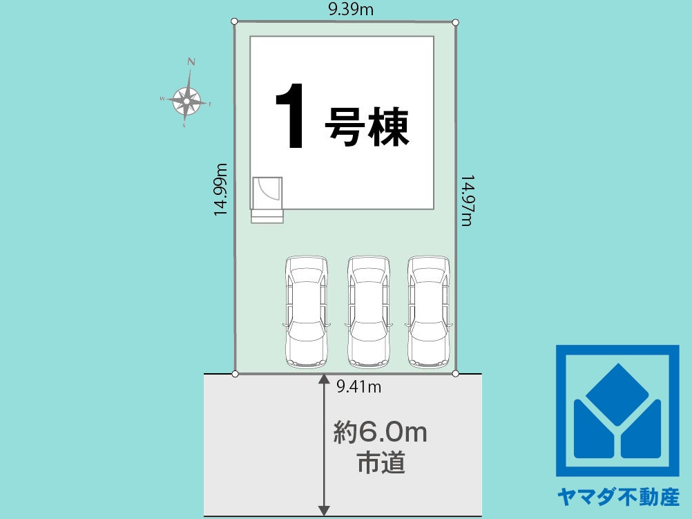 八幡市川口西扇　01期　1号棟の区画図