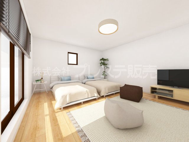 奈良市千代ヶ丘２丁目の新築一戸建 全２区画の洋室|２号地２階洋室（主寝室）完成イメージ／南向きですので、陽あたり良好です♪